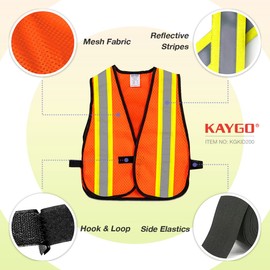 KAYGO Kids High Visibility Safety Vest with Reflective Stripes, Breathable Mesh Fabric, Ideal for Outdoor Activities, School Trips, and More, Available in Yellow, Orange, Blue, Pink