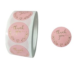 Thank You Sticker , Wedding Souvenirs Seal Lable , 500pcs Romantic Pink Bronzing Sticker for Greeting Cards, Flower Bouquets , Mailers Bag