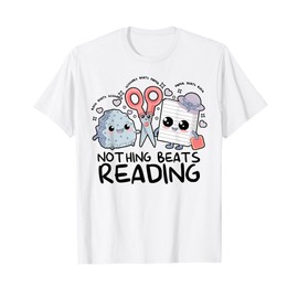 Nothing Beats Reading Rock Paper Scissors Book Lover Teacher T-Shirt