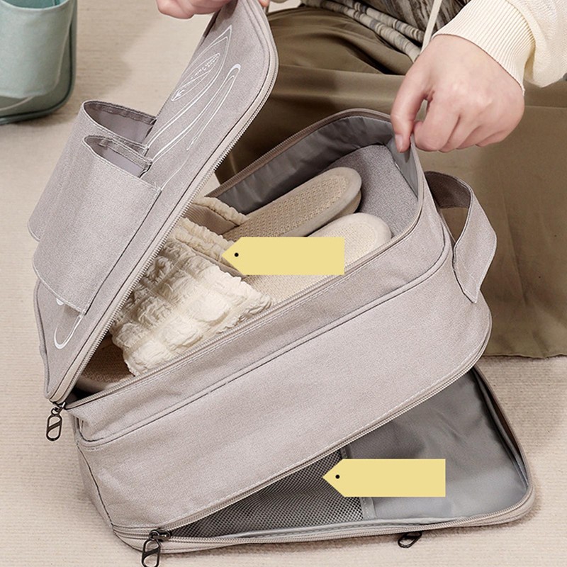 Travel Shoe Storage Bag Dustproof Portable Handle Multiple Pockets Space