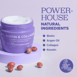 Luseta Biotin Collagen Hair Mask for Dry & Damaged Hair 16.9 Oz, Strengthening & Thickening Treatment Deep Conditioning Hair Treatment