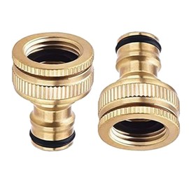 Brass Tap Connectors, 3/4 & 1/2 Inch 2-in-1 Threaded Tap Adapter, Female Outside Faucet Connector for Garden Taps, Kitchen Faucet, Washing Machine Hose