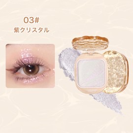 INTOPOP Highlighter Powder, Natural Glossy, Blur Pores, Emphasize Face Line, Multi-Color Design, Compact Highlighter (03-Purple Crystal)