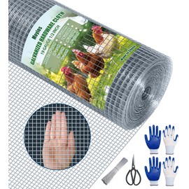 Hardware Cloth 1/2 Inch 36 in x 50 ft 19 Gauge, Hot Dip Galvanized Wire Mesh Rolls Welded Chicken Wire Fencing for Chicken Coop Barrier, Poultry Netting Cage Wire Fence(1/2 inch 36''× 50')