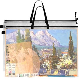 24 x 36 Inch Art Portfolio Case Art Portfolio Bag Art Portfolio Bag Large Posters Storage Bag Portfolios Bags with Zipper and Handle Portfolio Folder for Artwork Artist Supply Organizer and Zipp（2PCS)