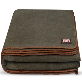 Military Wool Blanket - 80% Wool, Washable, Perfect for Outdoors, Camping, Picnic, Travel, Car & Bushcraft Emergency Blanket, 96" x 66", 5 lbs. - Olive Drab Green - Twin