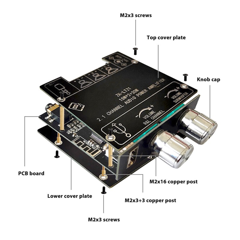 Bluetooth 5.1 Amplifier Board 9 to 24V 2.1 Channel Mini