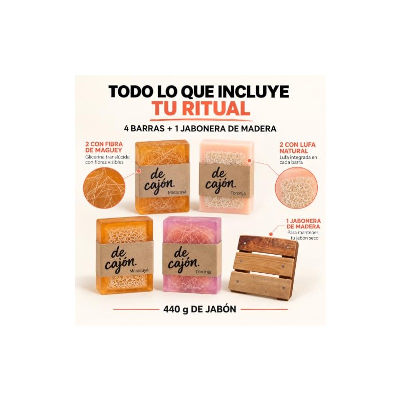 Jabones Exfoliantes con Fibras Naturales · Cítricos · 4 Barras