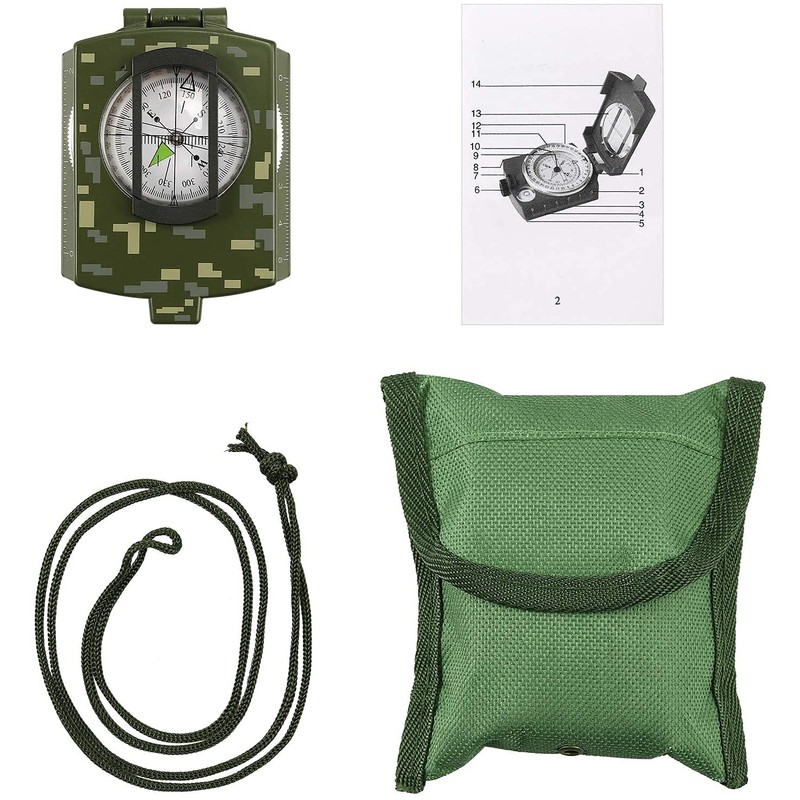 Shiwaki Compass Waterproof Navigation Compass Metal Visor Compass - Green