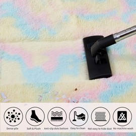Evitany Rainbow Rug,Fluffy Rugs for Bedroom,Washable Rugs Living Room,Anti Slip High Pile Rugs for Dining Room,Office,Lounge (Rainbow,80x120 cm)