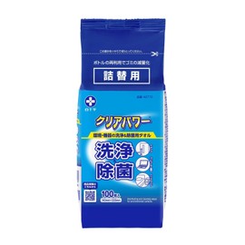 White Cross Clear Power Refill, 5.5 x 7.9 inches (140 x 200 mm), Pack of 100, Made in Japan, Non-Alcohol, Thick Fabric for Cleaning and Disinfecting