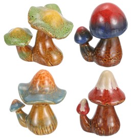 sourcing map 4 Pcs Toilet Bolt Covers, Ceramics Toilet Bolt Caps Mushroom Decor Covers Cute Mushroom Toilet Screw Cover Caps for Decor Bathroom 3.74"x3.15"x4.72"(L*W*H), Multicolored