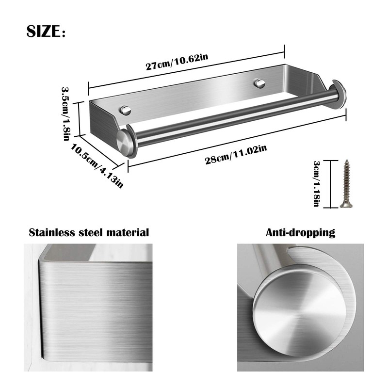 Kitchen Roll Holder Wall Mounted Stainless Steel Kitchen Roll Holder