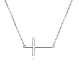 SHEAISRS Cross Necklace for Men Women 925 Sterling Silver Mens Cross Necklaces Cross Chain Jewelry for Men Women