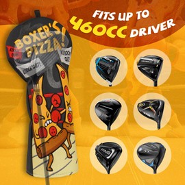 LZFAN Golf Club Head Cover Golf Head Cover Driver Headcover Fairway Wood Headcover Hybrid Club Head Cover Heavy Embroidered Pizza