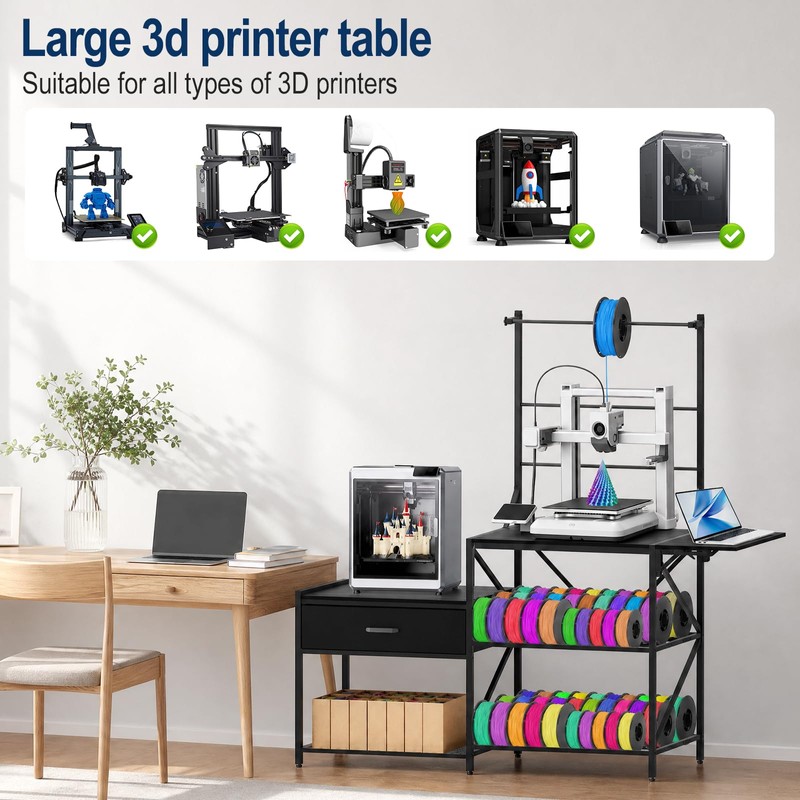 3D Printer Stand with Filament Storage Rack, Integrated Heavy Duty