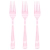 50 Pcs Clear Pink Plastic Forks, Pink Plastic Silverware, Heavy