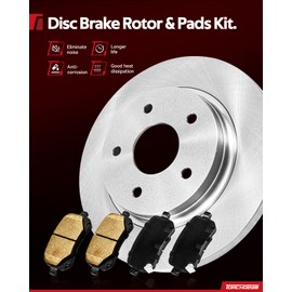 Torchbeam 54132+D1044 Front Disc Brake Rotor and Ceramic Brake Pad Set Kit for 2005-2007 Focus, Brake Pads and Rotors Kit, 6pcs
