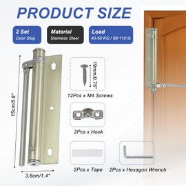 PATIKIL 5.5 Inch Spring Door Closer, 2 Set Spring Door Stop Screen Door Latch Security Door Stopper with Adjustable Closing Speed for Home Hinge Door, Bronze