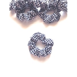 Bobblelady 6 pcs Gingham Scrunchies. Small Sized/Small Check, 8 cm Across. Hair Scrunchie Ponytail Holder. Suit Child/Thin Hair Or If You Like A Less Bulky Scrunchie. Navy