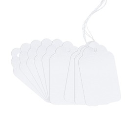 ZUFECY 100Pcs Marking Tags White Price Tags, Price Labels Display Tags with String Attached Fresh Tags, Display Label for Jewelry Tags 2.75 x 1.57 Inches