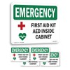 First Aid Kit AED Inside Cabinet With Symbol OSHA Emergency