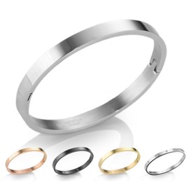 inSCINTILLE Women's Stainless Steel Gold / Silver / Black Rigid Bracelet Height 4/6/8 mm in Gift Box, Stainless Steel, Cubic Zirconia