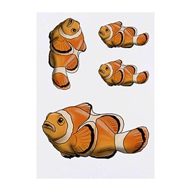 4 x 'Clown Fish' Temporary Tattoos - Water Resistant, Skin-Safe, Non-Toxic Transfers, Mixed Sizes (TO00045543)