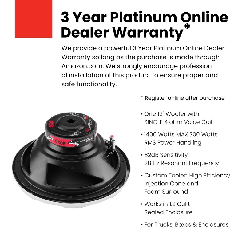 BOSS Audio Chaos CX122 12" 2800 Watt Car Power Subwoofer