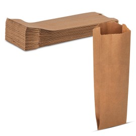 Pint Size Small Kraft Paper Bags Great Used as a Wine Bag or For Freshly Baked Goods 3 3/4"W x 2 1/4"G x 11 1/2"H By MT Products (50 Pieces)