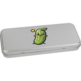 Azeeda 'Cute Kawaii Pickle' Metal Hinged Stationery Tin/Storage Box (TT00249922)