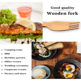 TradeProvider® Disposable Forks, Wooden Cutlery, Fondue Forks, Dinner Forks, Cheese Forks (100 Pieces)