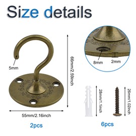 INCREWAY Wall Mount Ceiling Hooks, 2PCS Sturdy Hanging Chandelier Plate Hook Antique Screw in Ceiling Hook Ceiling Hooks for Hanging Plants(Antique)