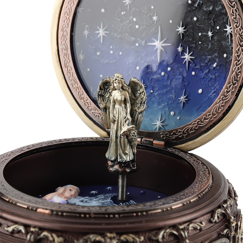 Vintage Music Box with 12 Constellations Rotating Goddess Twinkling LED