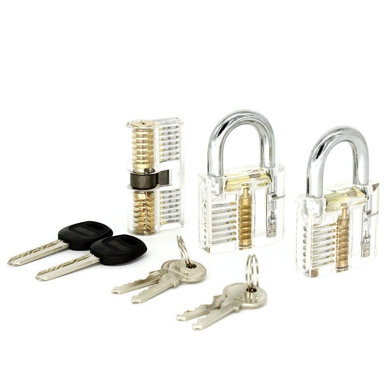 ValueHall 7 PCS Training Locks Professional Transparent Cutaway Practice Keyed