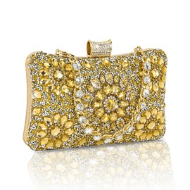 AIBAOWU Rhinestone Gold Clutch Purse for Women Rhinestone Evening Bag for Wedding Gold Purse Handbags Cocktail for Party Prom