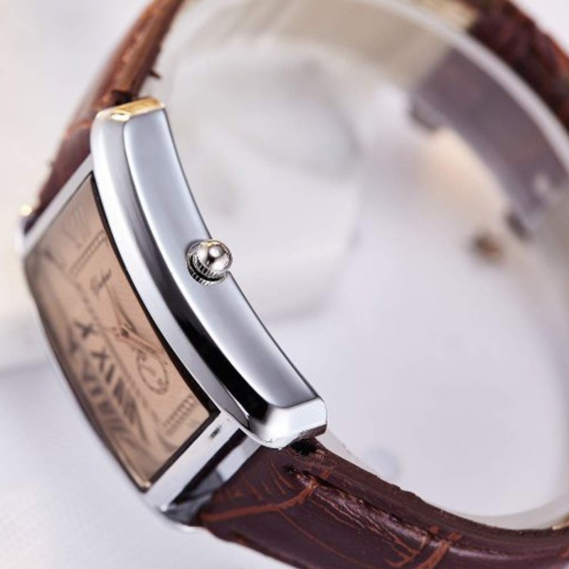 JewelryWe Mens Unique Square Analog Quartz Business Casual Wrist Watch