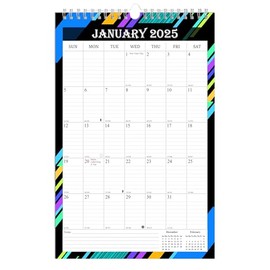 2025 Wall Calendar Spiral-bound Twin-Wire Binding - 12 Months Planner 8.5" x 11" - Large Ruled Blocks with Julian Dates - (Edition #08)