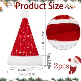Christmas Hat, Pack of 2 Plush Santa Hats, Christmas Hats, Velvet Santa Hat, Thick Fur Edge, Christmas Hat for Christmas Party, Festive Parties in the New Year Christmas Party