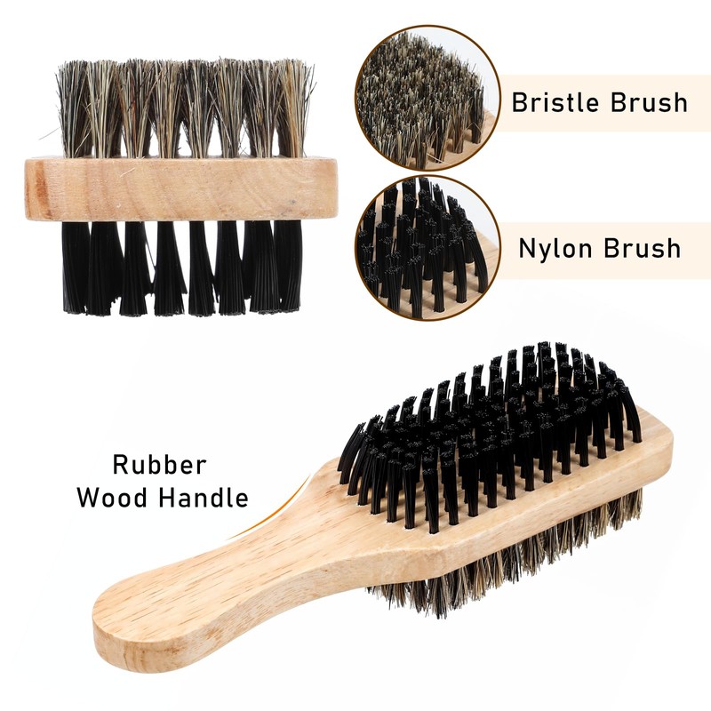 Double Sided Beard Brush, Lmitation Bristle Firm and Soft Sides