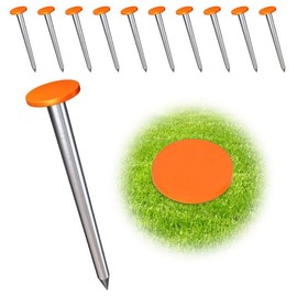 Kuabiz 10 Pcs Survey Markers Stakes 1.57 x 6.7 Inch Low Profile Survey Marker Stainless Steel Property Line Markers Heavy Duty Survey Markers for Garden Paver Lawn Edging Tarps Weed Barriers
