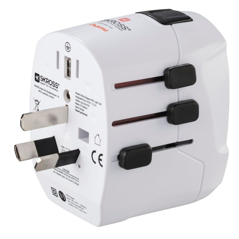 Hama World Travel Pro Light Adaptor Set USB 3-Pin 2x
