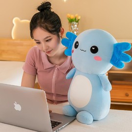 OUKEYI 11.8''/30cm Cute Axolotl Plush Toy,Fat Dinosaur Stuffed Animals Toys Dolls,Cute Salamander Axolotl Squishy Pillow Gifts for Boys Girls/Blue
