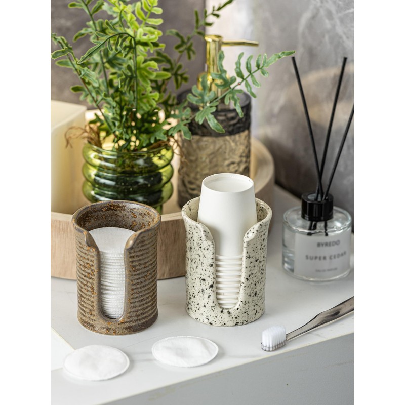 YHOJOY Ceramic Bathroom Cup Dispenser, 3 Oz Mouthwash Cup Dispenser