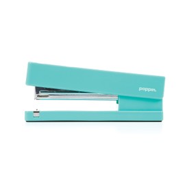 Poppin Dynamic Duo Stapler and Tape Dispenser Set - Aqua, Staple Up to 20 Sheets of Paper, Solid Weighted Core Tape Dispenser, Matching Lengths for an Even Setup