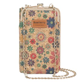 Gosyfeti Rustic Floral Women Crossbody Phone Bag, Cute Vintage Cell Phone Evening Wallet with Adjustable Chain Strap Card Slots
