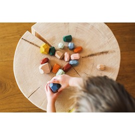 small foot 12226 Wooden Balancing Stones "Safari" for Children from 3 Years for Training Fine Motor Skills