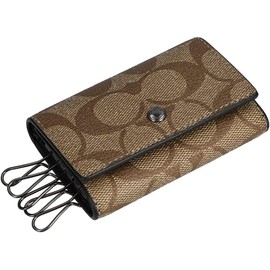 Coach F78675 QBTN2 QB/Tan Key Case with Box and Paper Bag