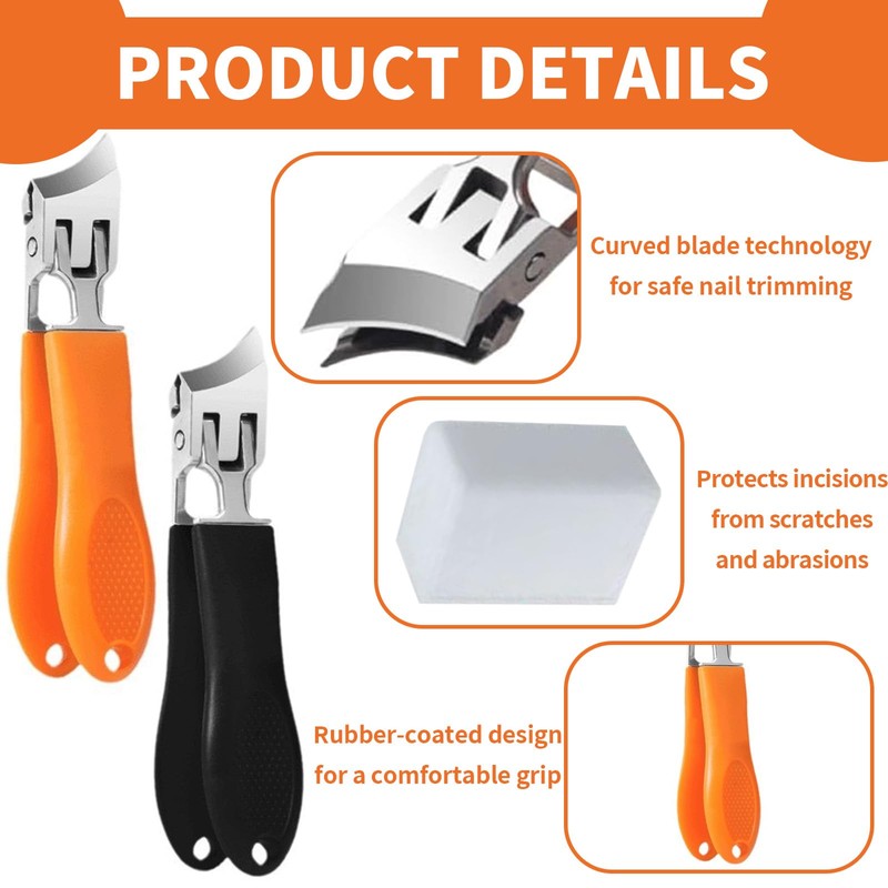 HEOUCH Pack of 2 Slanted Nail Clippers, Stainless Steel Nail