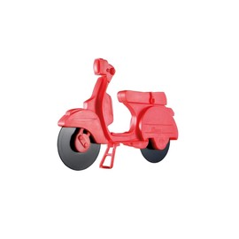 KB KITCHEN BASICS Pizza Cutter, 9-Inch Retro Scooter Cutter with Stainless Steel Wheels, Italian-Inspired Fun & Creative for Kids, Non-Stick Pizza Cutter with Unique Kickstand (Red)